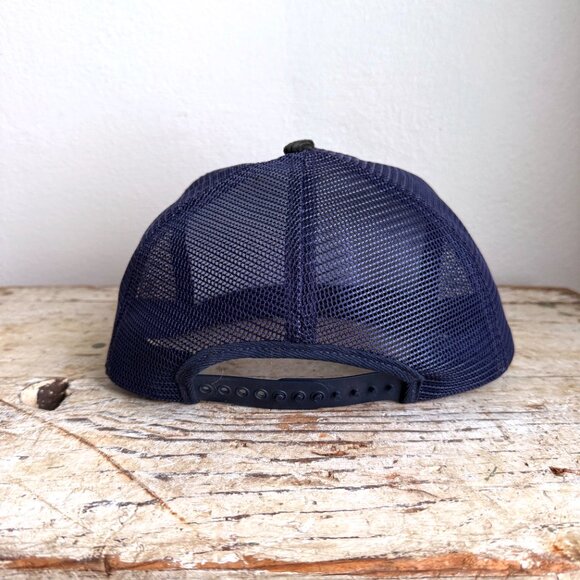 Vintage ROADWAY Corduroy Trucker Hat Navy Blue Mesh Snapback Swingster - Picture 4 of 7